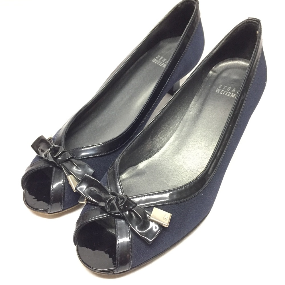 Stuart Weitzman Blue Satin Kitten Heels